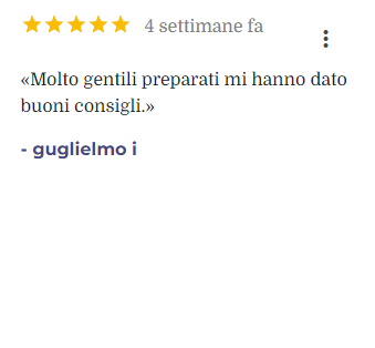 Recensione 5 stelle di Guglielmo I: Molto gentili e preparati, ottimi consigli